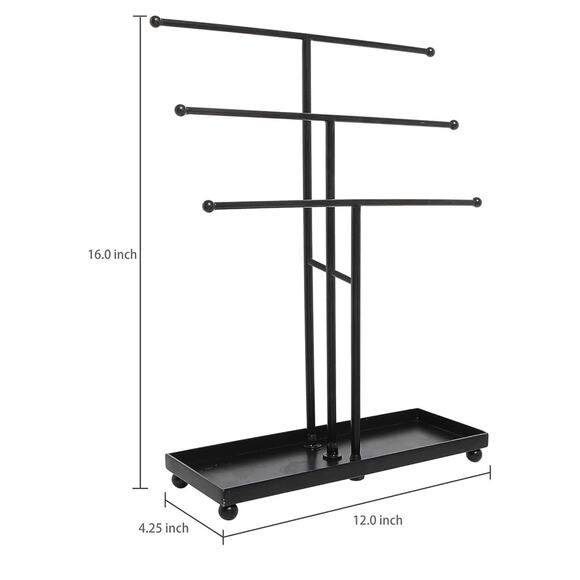 Black Metal 3 Tier Jewelry Organizer - Picture 2 of 8